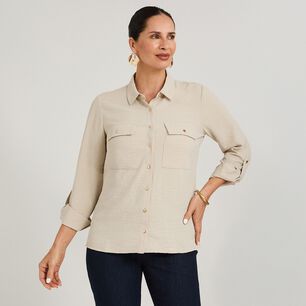 Blusa Manga Larga Cuello Camisero Mujer Lorenzo Di Pontti