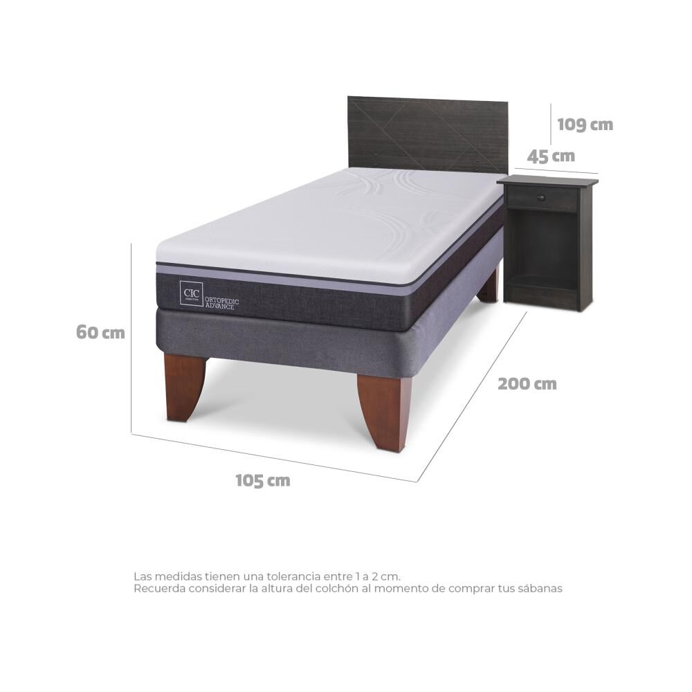 Cama Europea Cic Ortopedic Advance / 1.5 Plazas / Base Normal + Set De Maderas image number 3.0