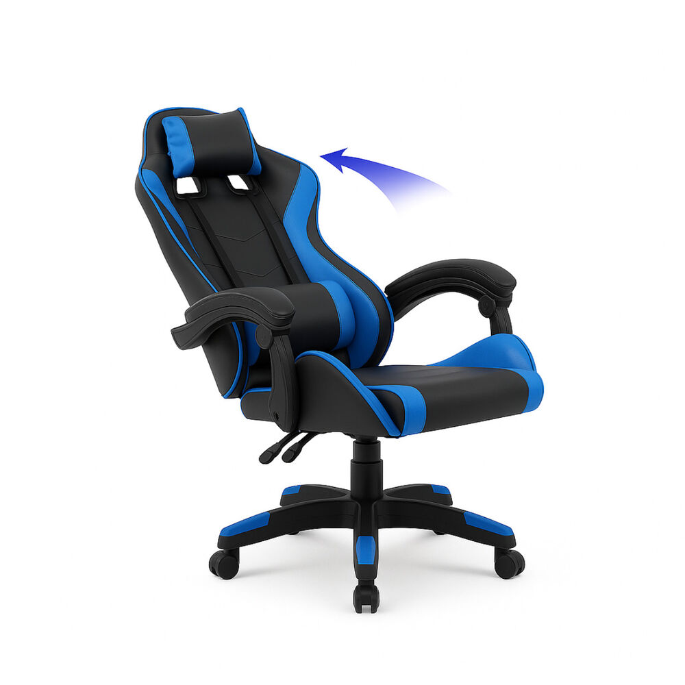 Silla Gamer De Escritorio Reclinable Color Azul image number 4.0