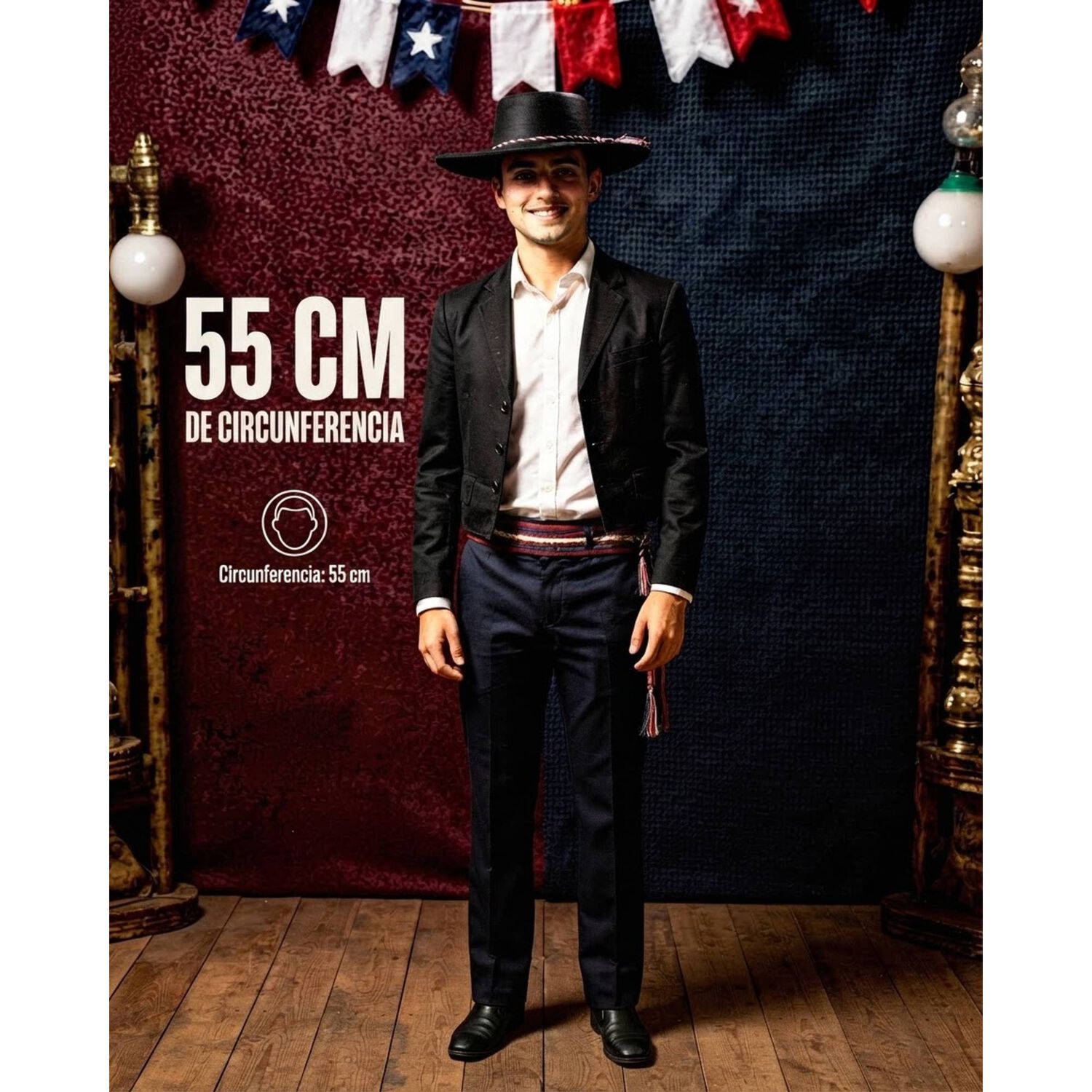 Sombrero Huaso Elegante Adulto Fiestas Patrias image number 28.0