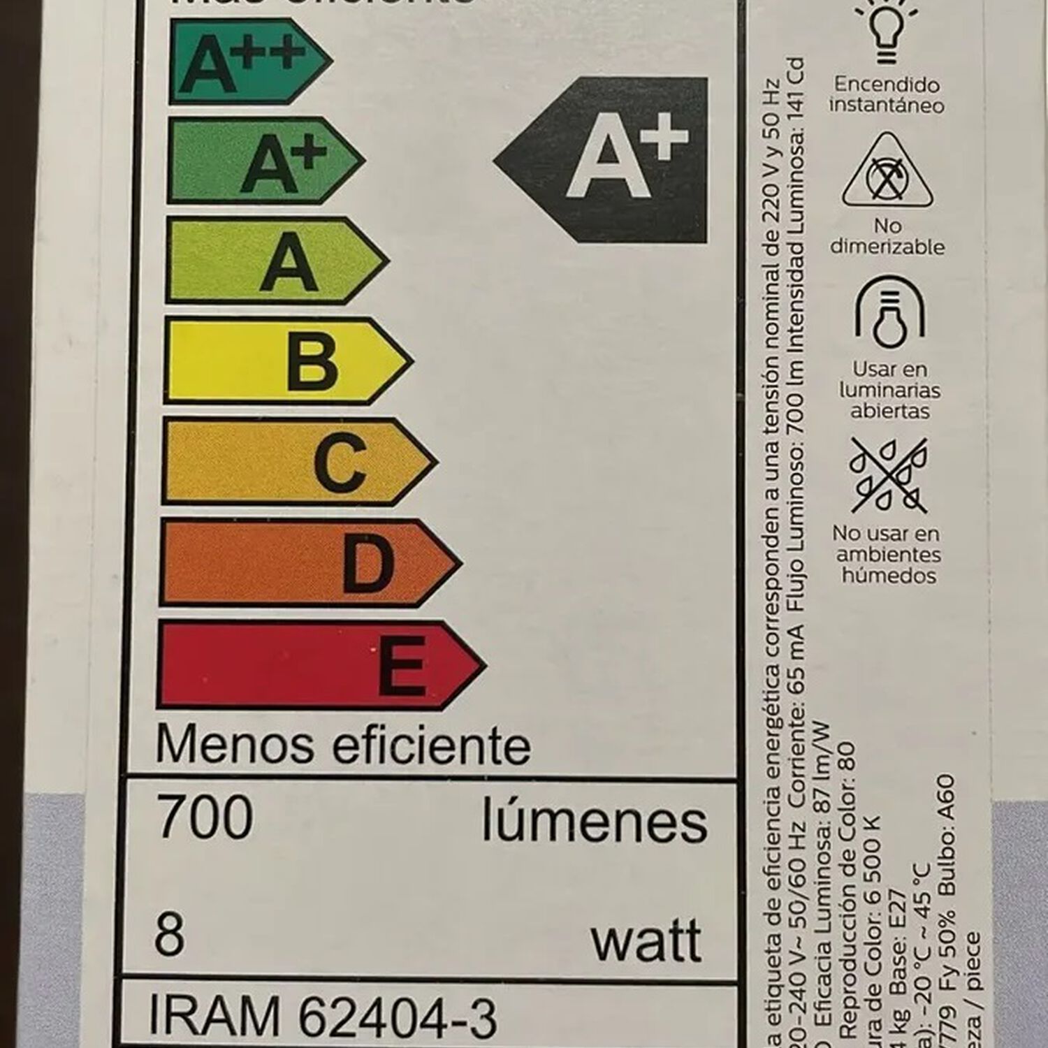 Ampolleta Led Potente Philipps 8 W Equivale 65w Led Ultra Ahorro Blanca Fr&iacute;a Energ&iacute;a Muy Larga Duraci&oacute;n Lampara Led Bombilla Led image number 3.0