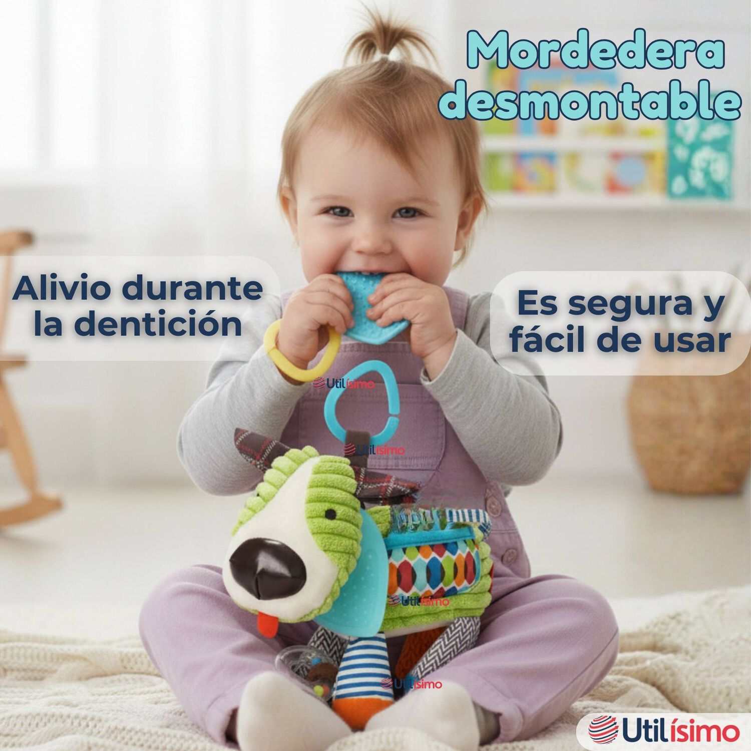 Juguete Peluche Animales Sensorial Con Mordedor Y Sonajero Dise&ntilde;o Perrito Ni&ntilde;a Y Ni&ntilde;o image number 7.0