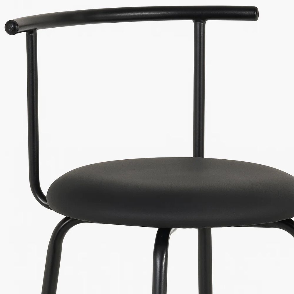 Pack De 2 Taburetes Altos Oslo Metal Y Cuero Sint&eacute;tico - Negro image number 4.0