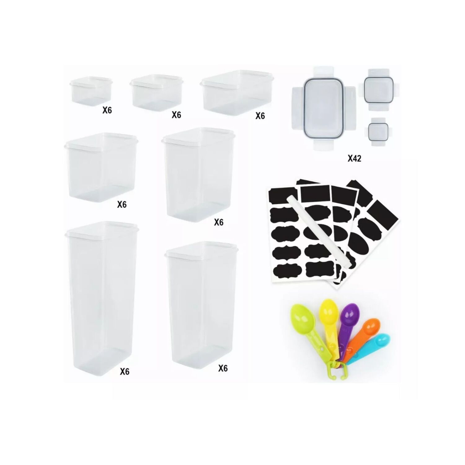 Set 42 Contenedores Herm&eacute;ticos Almacenamiento Despensa Cocina Pl&aacute;sticos image number 2.0