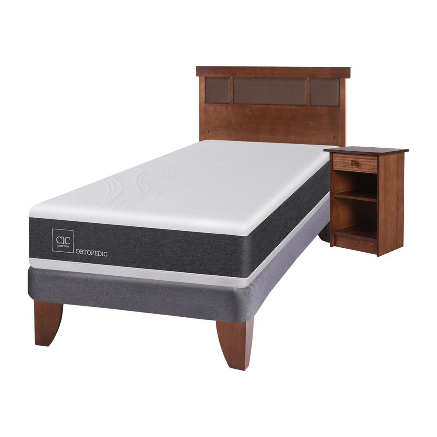 Cama Europea Cic Ortopedic / 1.5 Plazas / Base Normal + Set De Maderas image number 1.0