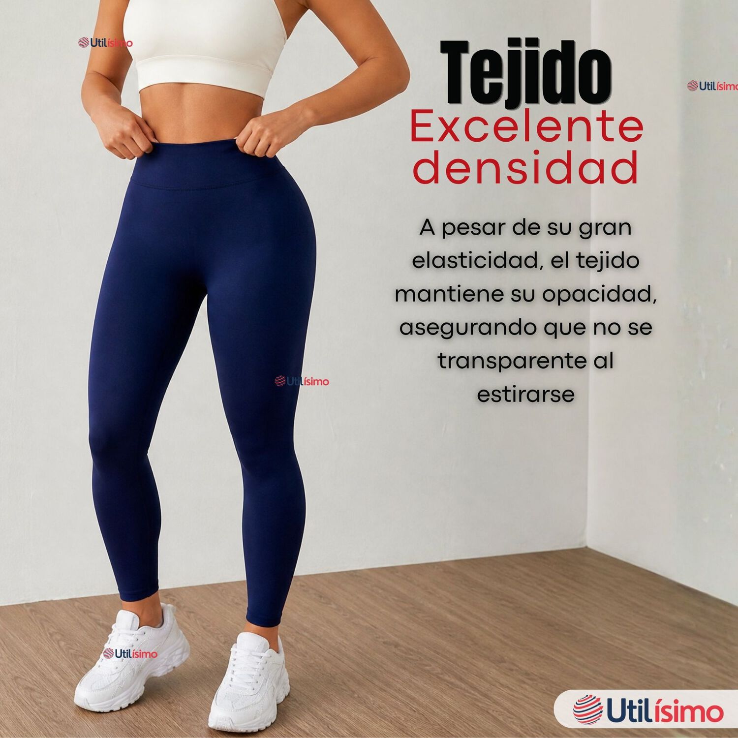 Calza Panty Lola Polar T&eacute;rmica Sin Costura Tiro Alto Elasticada Azul Marino image number 9.0