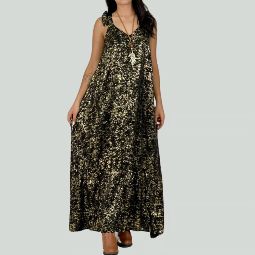 Vestido Con Detalles Dorados image number 1.0