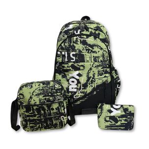 JUMP KIDS Pack Mochila Lonchera Estuche Grande 46cm Juvenil Y Escolar Light Green