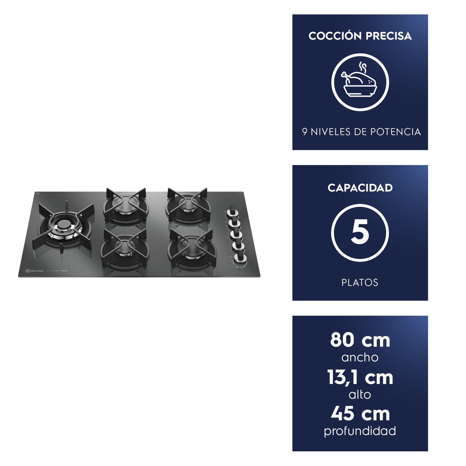 Encimera A Gas 5 Platos Home Pro Cocci&oacute;n Ke5hp Espejado image number 1.0