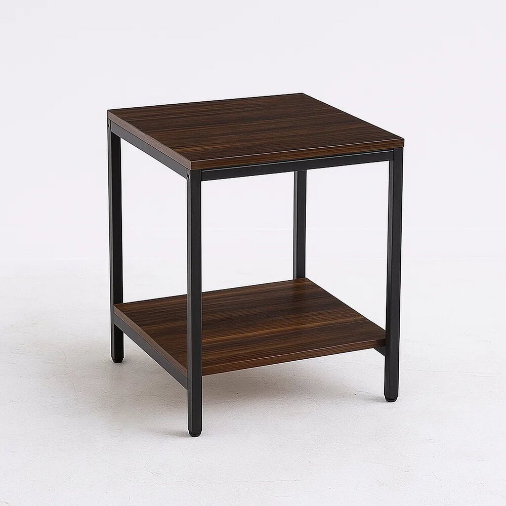 Velador Mesa Auxiliar Lateral De 2 Niveles - Madera Oscura Walnut image number 7.0