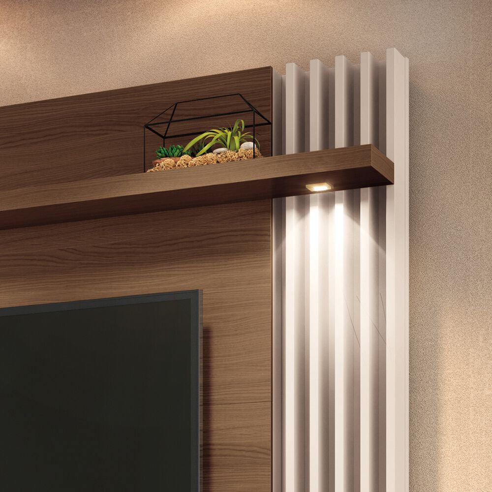 Home Tv Panel Tur&iacute;n 55" 181x169x33 Cm Casta&ntilde;o Off White image number 2.0