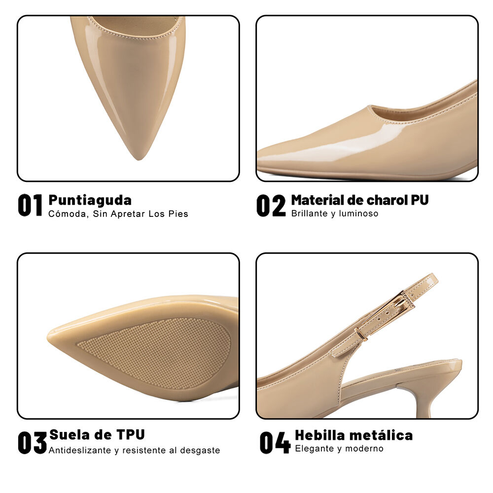 Zapato Taco Talón Abierto Simil Charol Mujer Weide Ghe37 image number 7.0