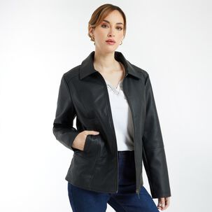 Chaqueta Ecocuero Cuello Camisero Mujer Lesage