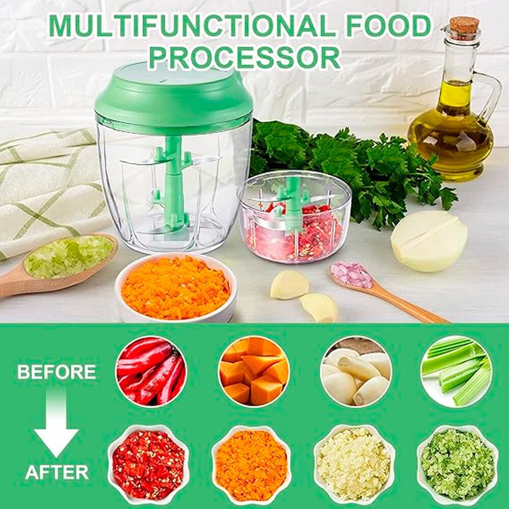 Picadora Manual Port&aacute;til Con Cuchillas De Acero Inoxidable Verde image number 4.0