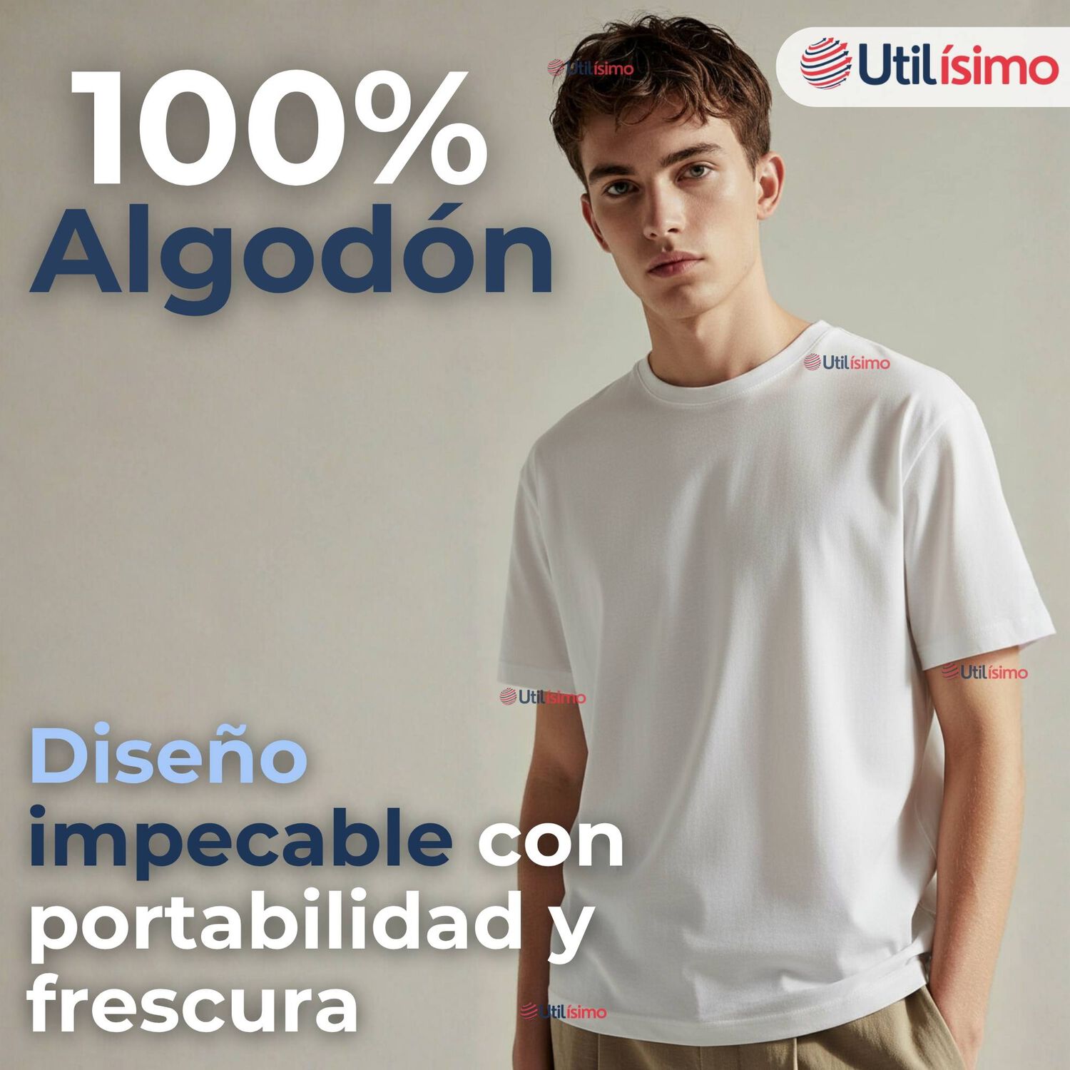Polera Camiseta 150g Manga Corta 100% Algod&oacute;n Textura Suave Blanco Hombre image number 1.0