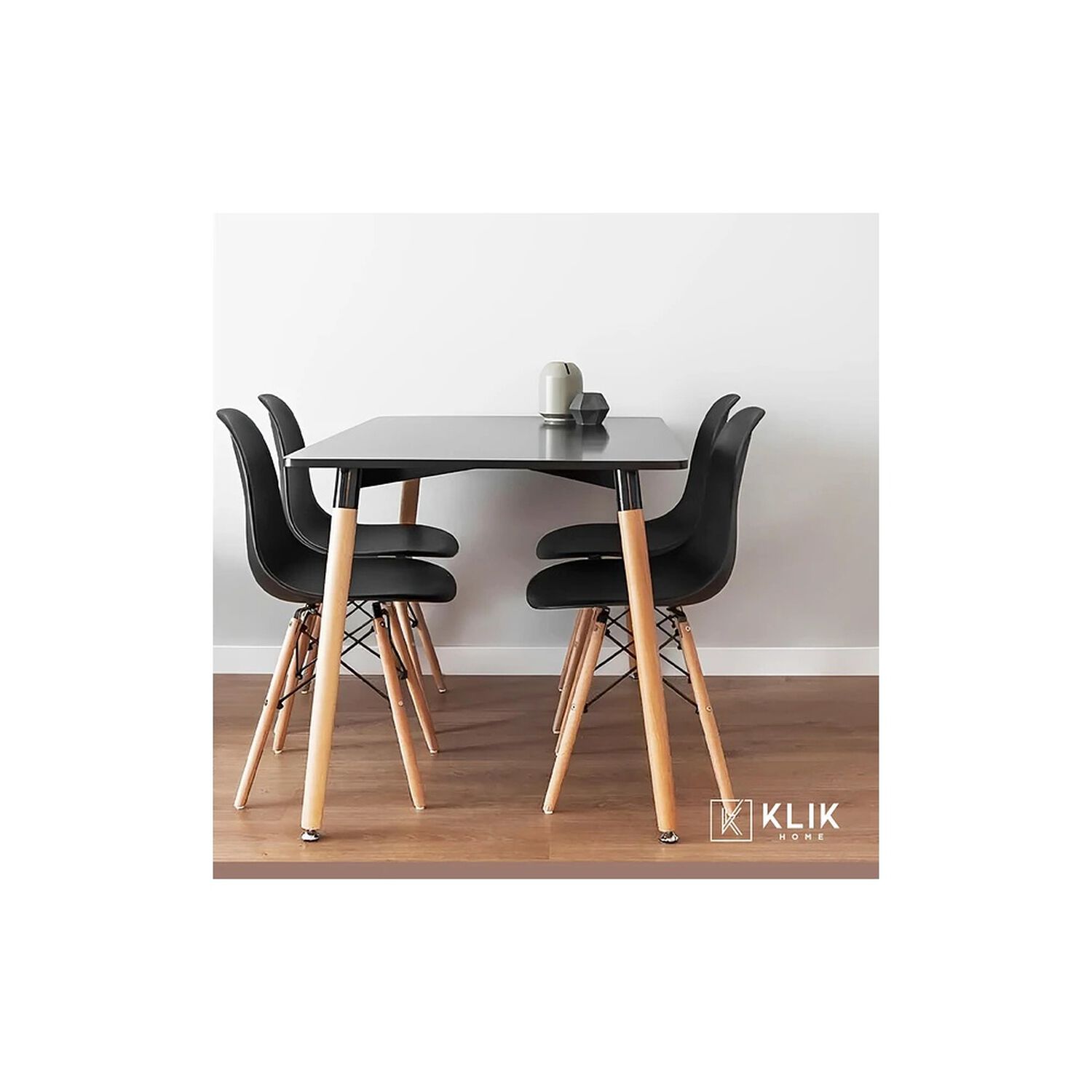 Comedor Mesa 120x80 Rectangular Negra + 6 Sillas De Comedor Enrejada image number 7.0