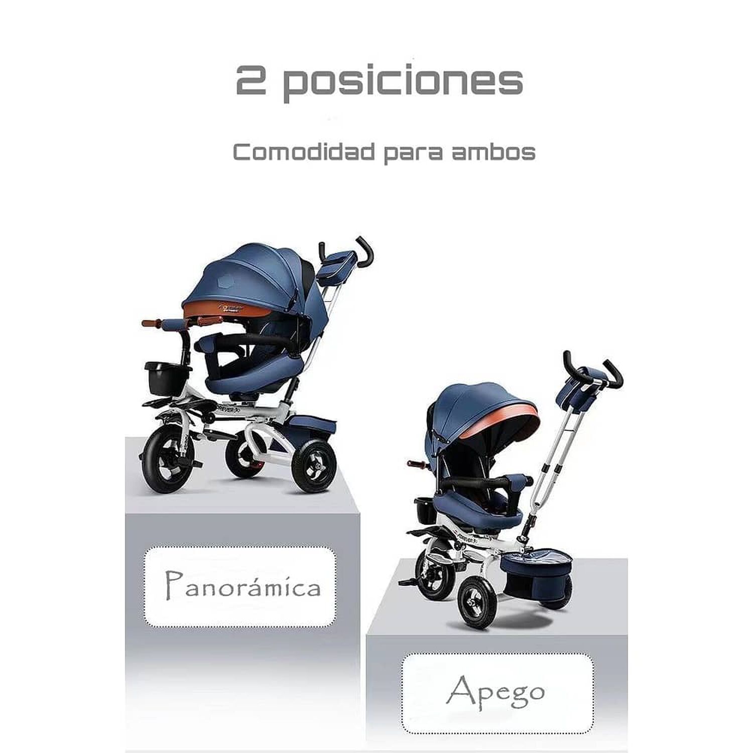 Triciclo Reversible Y Plegable Con Accesorios Gris Lubabycas image number 2.0
