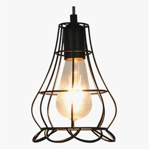 Lampara Jaula De Hierro Colgante + Ampolleta Led Vintage
