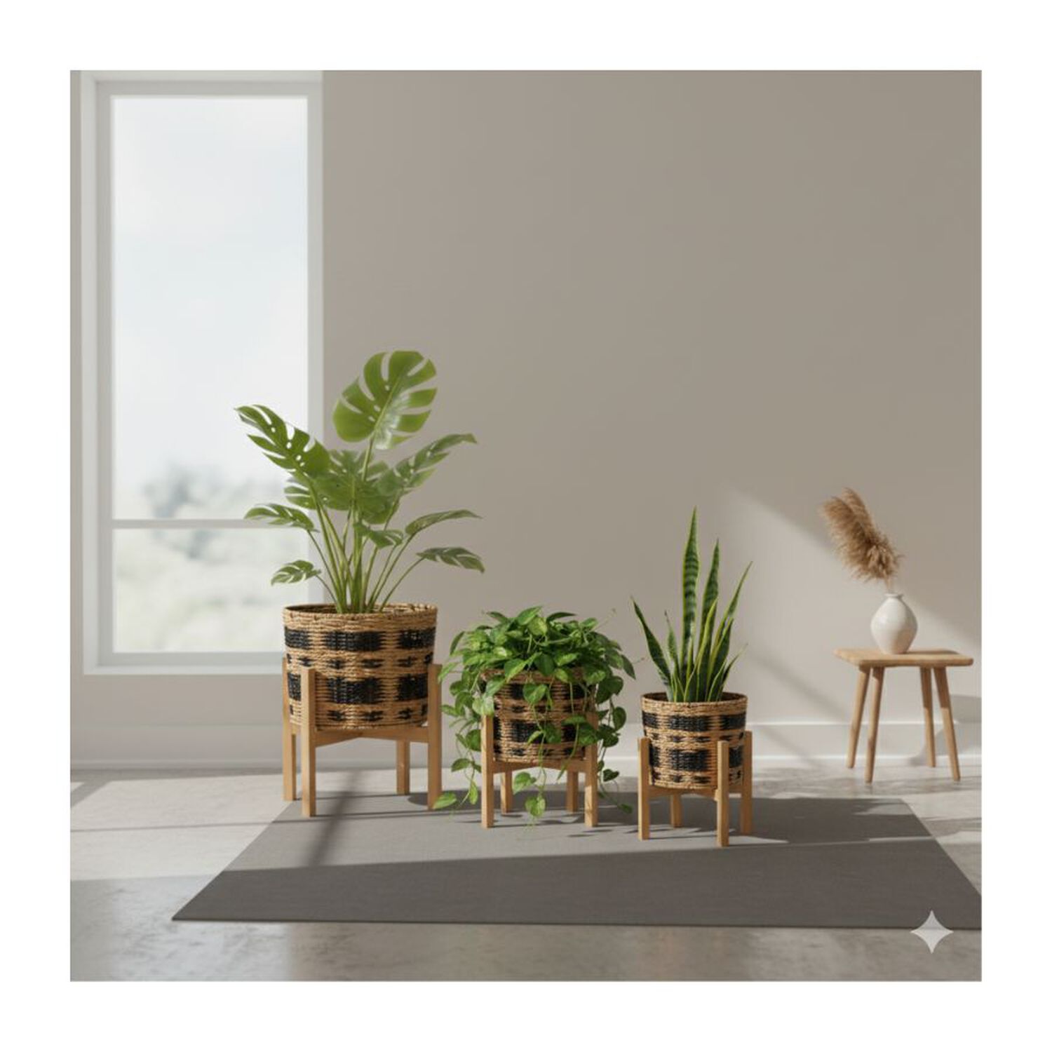 Set De 3 Maceteros Premium Con Bases De Madera image number 2.0