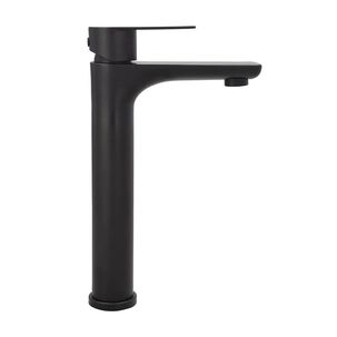 Monomando Lavatorio Llave Modelo Bruna Alto High Stretto Acabado Mate Color Negro