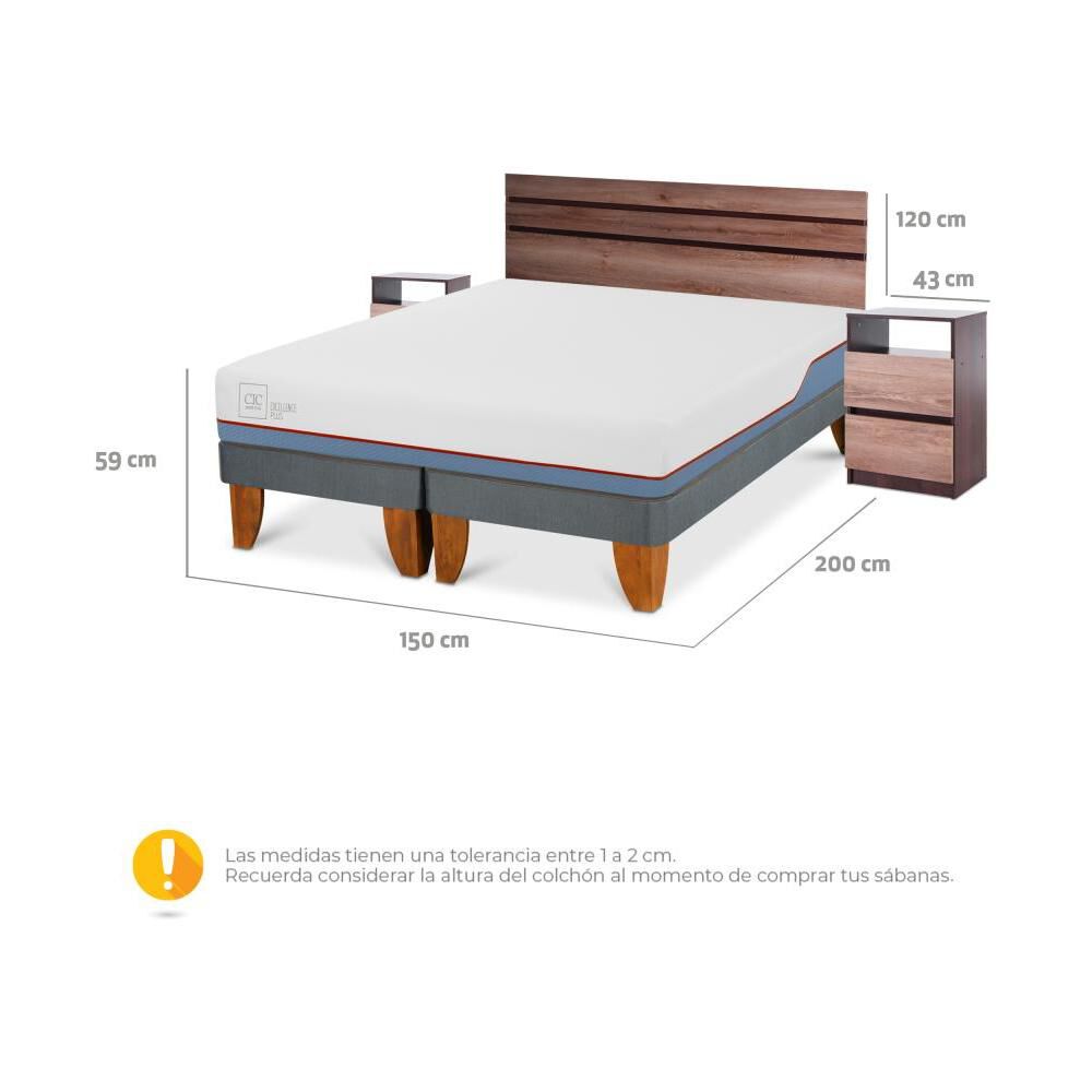 Cama Europea Cic Excellence Plus / 2 Plazas / Base Dividida + Set De Maderas image number 2.0