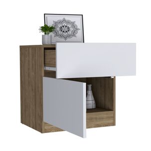 Velador 1 Cajon 1 Puerta Fm-023c - Café Claro / Blanco