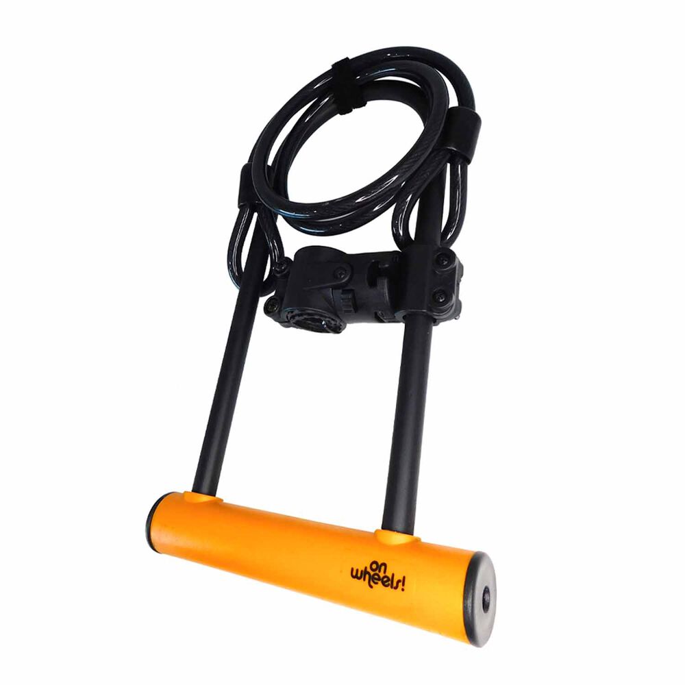 Candado U-lock Onwheels Largo Con Piola Y Soporte - Naranjo image number 2.0