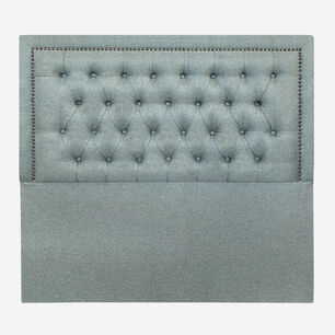 Respaldo De Cama Capiton&eacute; Frame Tachas Lino Verde Jeans 1 Plaza