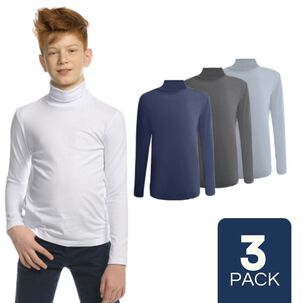 Pack 3 Camisetas Polera Beatle Polar Ni&ntilde;o Primera Capa Manga Larga Surtido