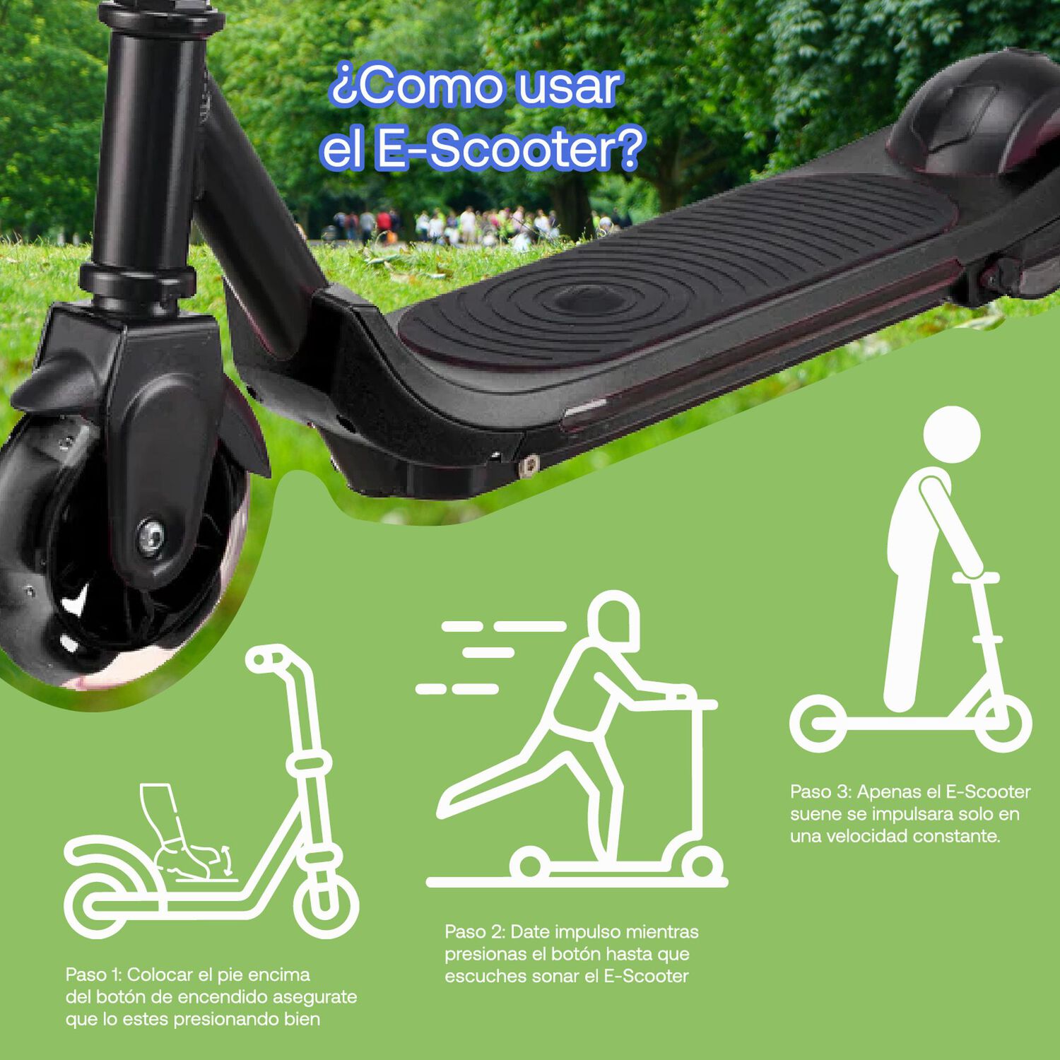 Monopat&iacute;n El&eacute;ctrico Plegable E-scooter 60w 24v2000mah Negro image number 1.0