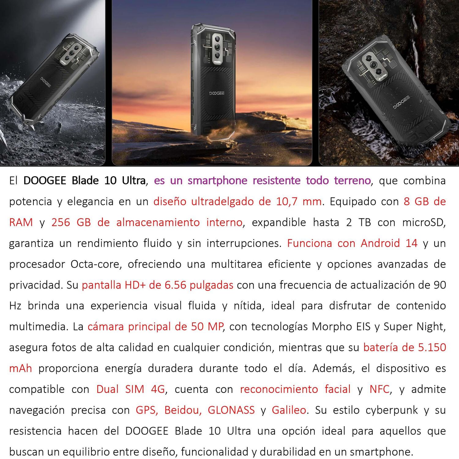 Doogee Blade 10 Ultra - Smartphone Resistente, 8gb+256gb, 50mp, Android 14 image number 1.0