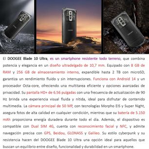 Doogee Blade 10 Ultra - Smartphone Resistente, 8gb+256gb, 50mp, Android 14