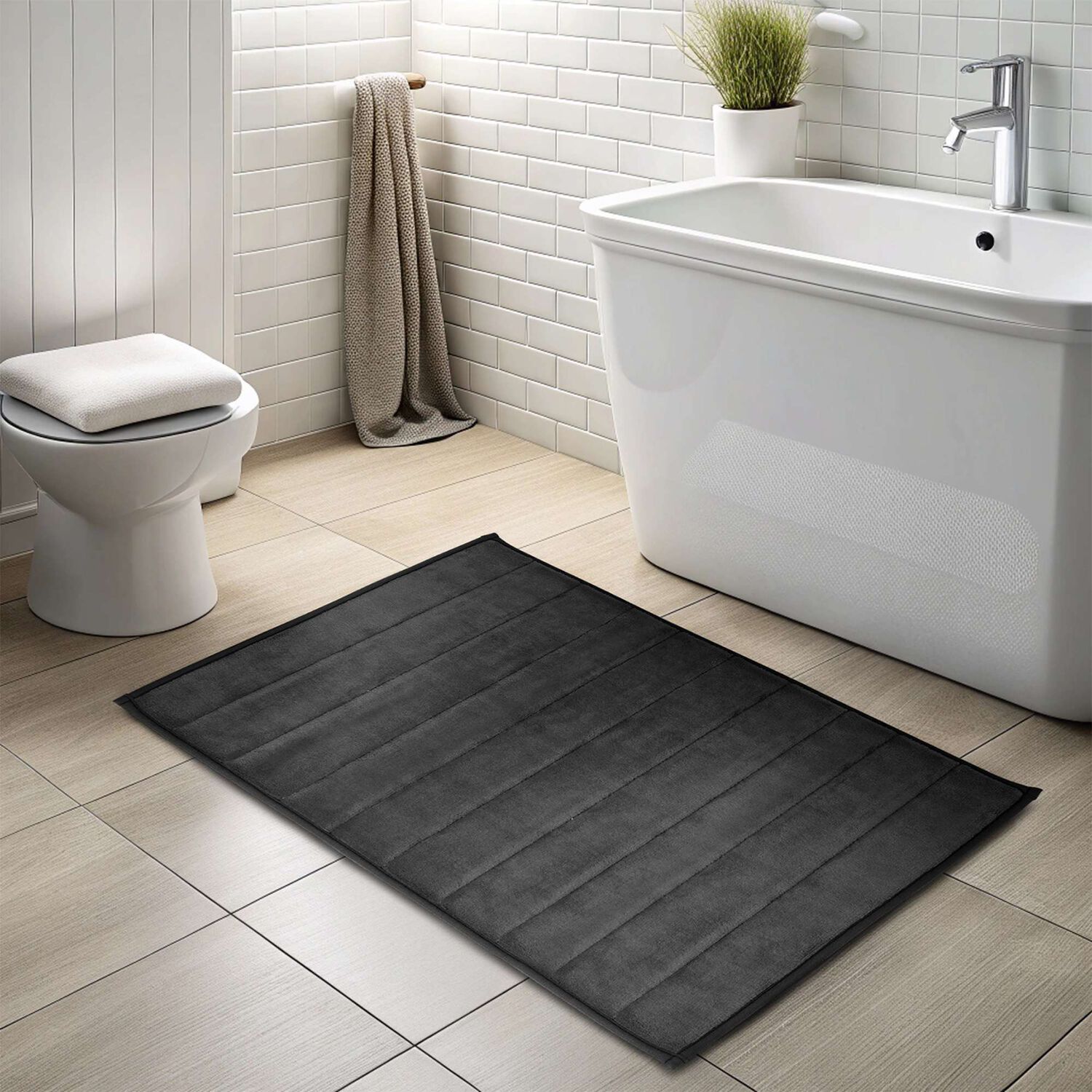 Alfombra De Ba&ntilde;o Nautica Home 50x80cm Coralina Ultra Suave Negro image number 1.0