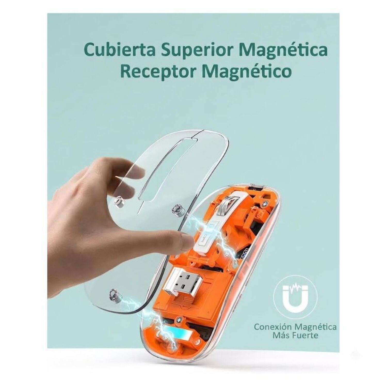 Mouse Inal&aacute;mbrico Transparente Recargable Bluetooth image number 2.0