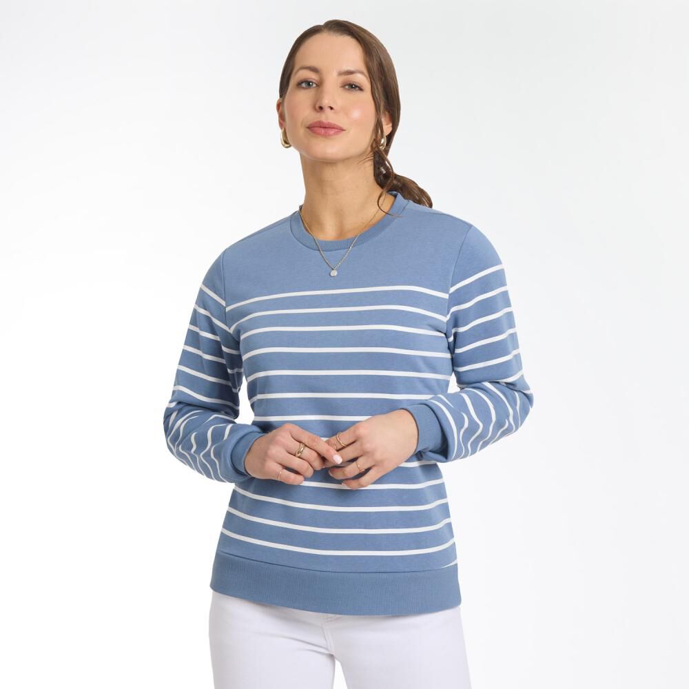 Poler&oacute;n Listado Con Aplicaci&oacute;n En Hombros Cuello Redondo Mujer Geeps image number 0.0