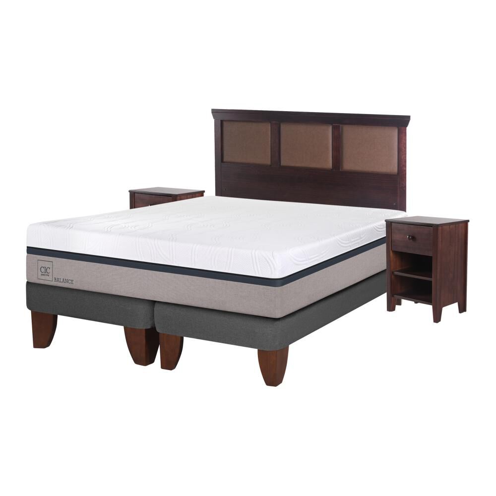Cama Europea Cic Balance / 2 Plazas / Base Dividida + Set De Maderas image number 1.0