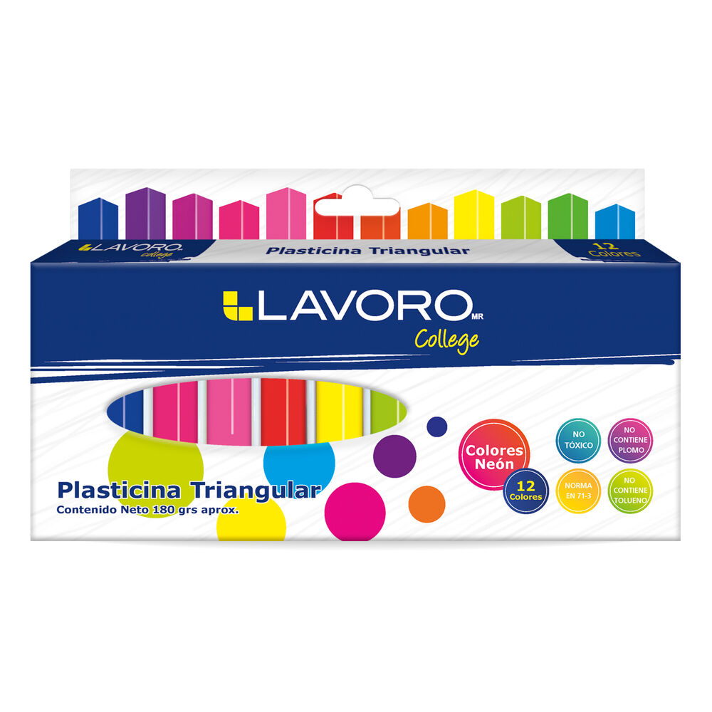 Plasticina Triangular 12 Colores Neon Lavoro image number 0.0
