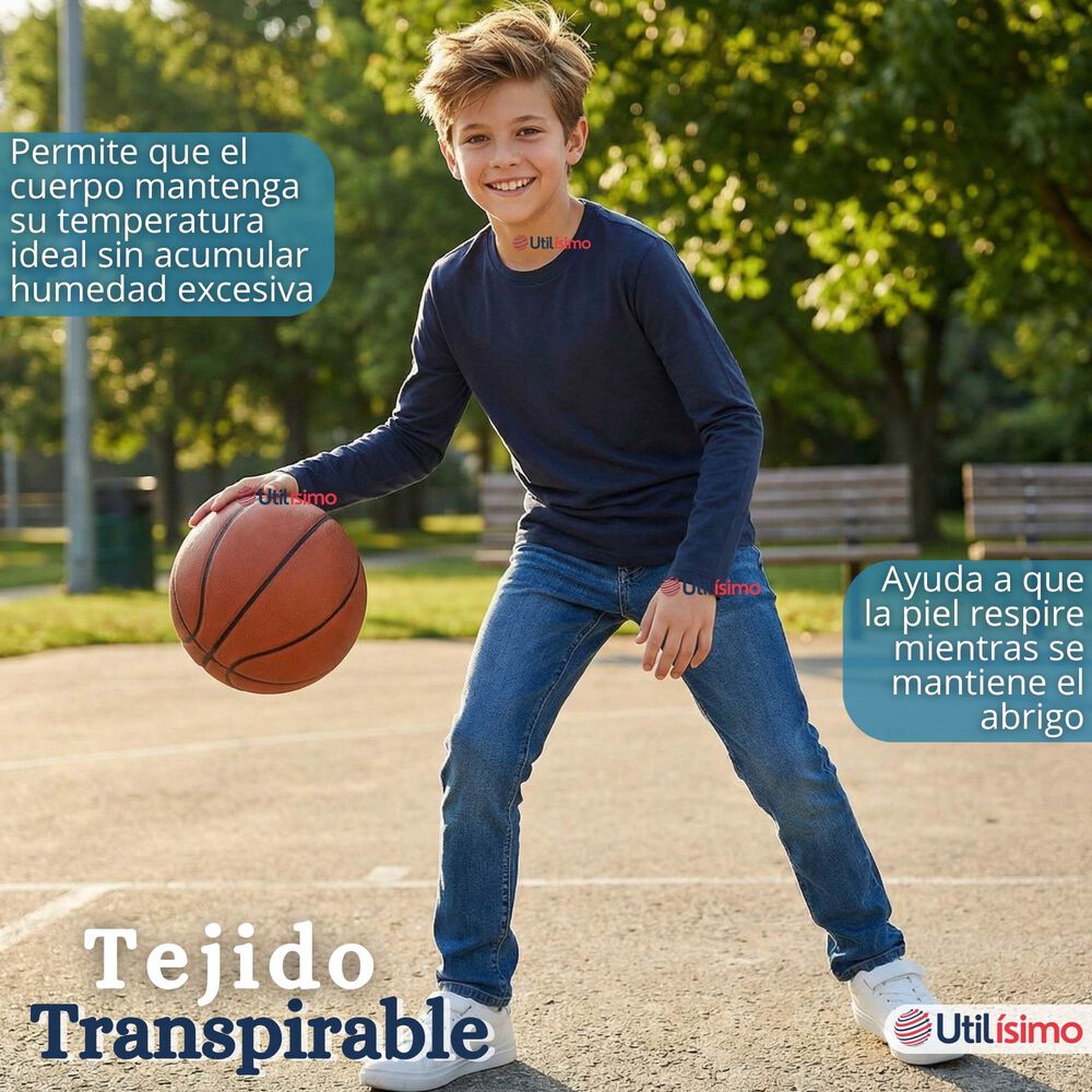 Pack 3 Poleras Camisetas Polar Primera Capa Cuello Redondo Manga Larga Colores Surtido Ni&ntilde;o image number 8.0