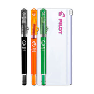 Set 3 Lapiz Gel Pilot Maica 0.4mm Negro, Naranja, Verde
