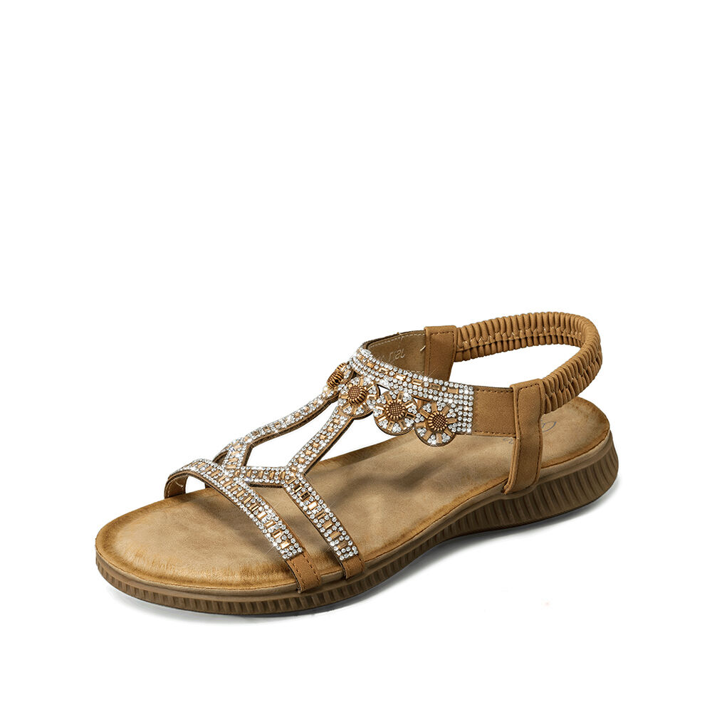 Sandalia Plana Comfort Pedrería Mujer Weide Js77 image number 4.0