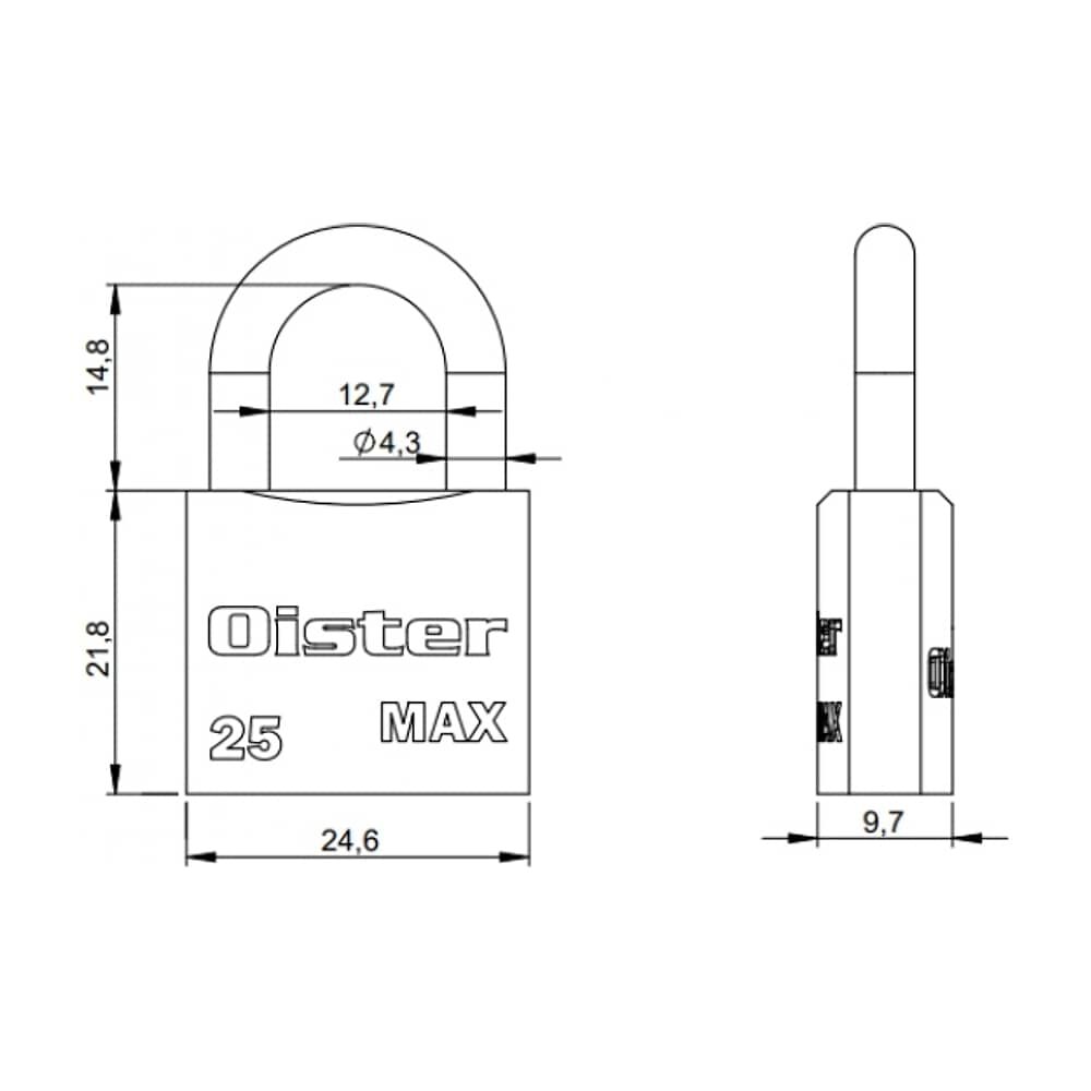 Candado Oister Max 25mm image number 2.0