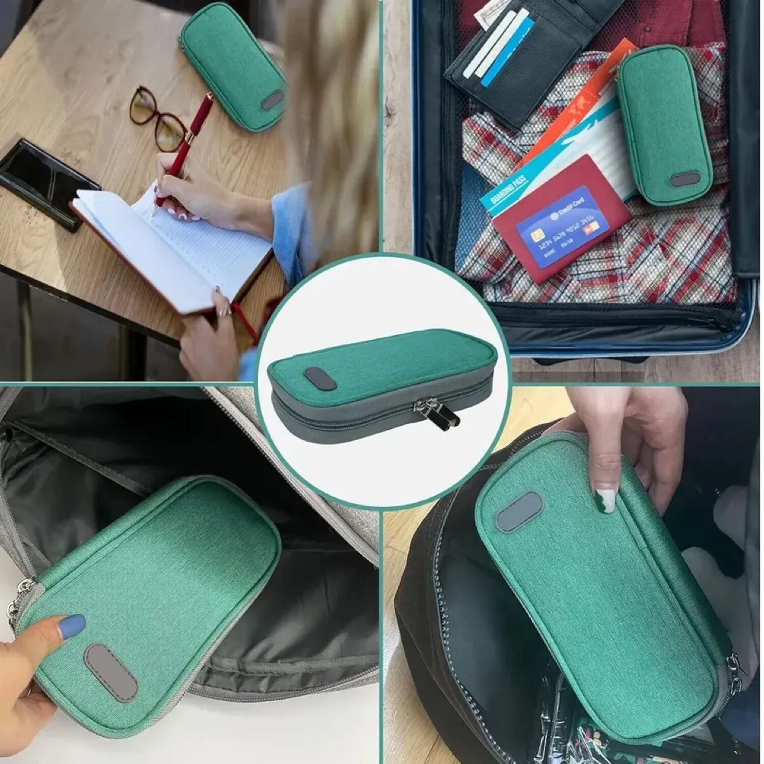 Bolso Estuche Cooler Porta Insulina Para Viaje Refrigerante Tela Verde image number 5.0