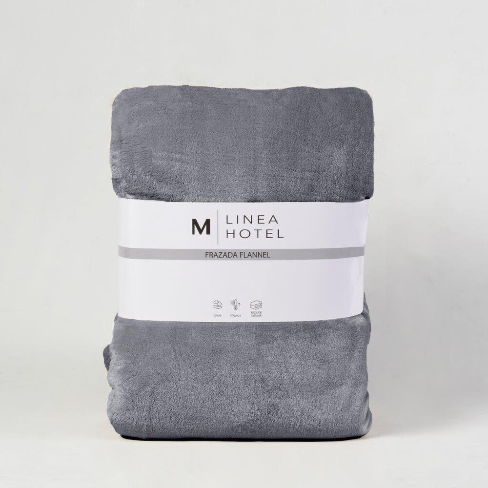Frazada Flannel Linea Hotel 1.5 Plazas Gris image number 2.0