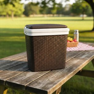 Cooler Nevera Caba Hielera Port&aacute;til 35 Litros Marca Reyplast Tapa Cafe Manilla Blanca