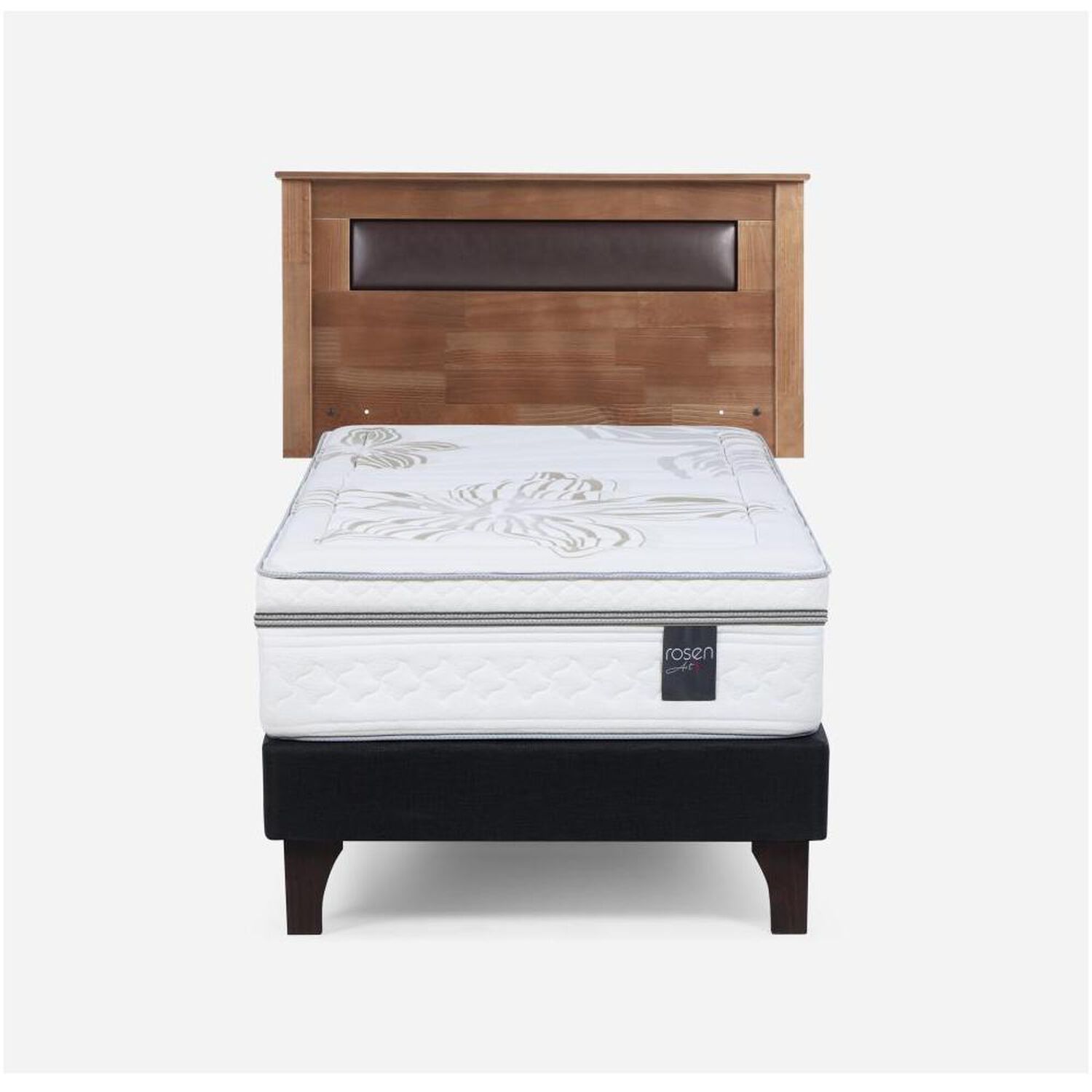 Cama Europea Rosen Art 4 / 1.5 Plazas / Base Normal  + Respaldo Ferrara image number 0.0