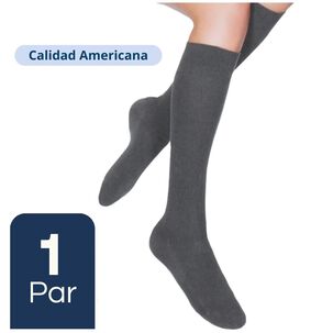 Calcet&iacute;n Escolar Largo Algod&oacute;n Gris Unisex 1 Par