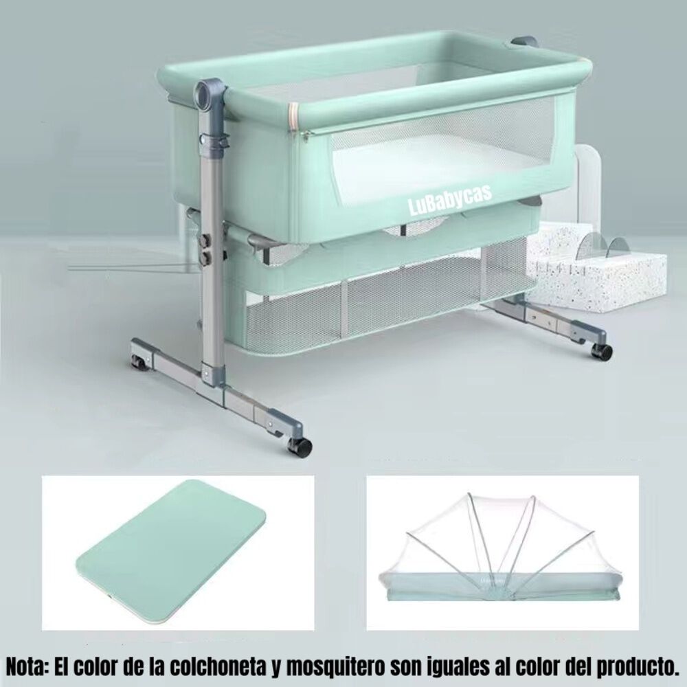 Cuna Colecho Beb&eacute; Con Mosquitero Verde Lubabycas image number 5.0