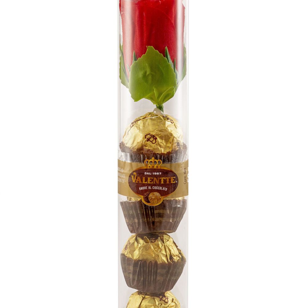 Pack De 4 Tubos De Bombones De Chocolate Valentte Con Flor image number 1.0