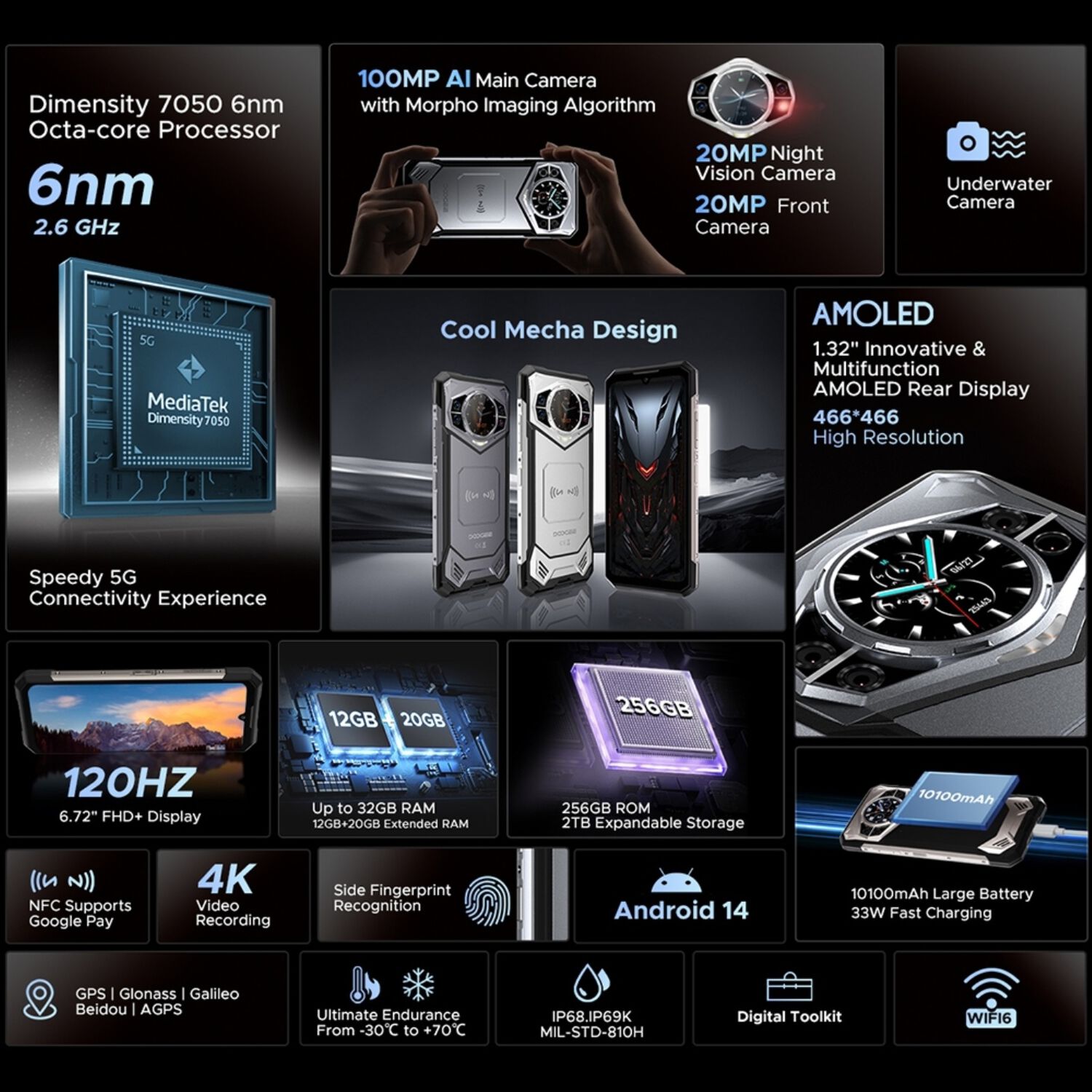 Doogee S200 - Smartphone Ultrarresistente, 100 Mp, 12gb+256gb, 10.100mah image number 2.0
