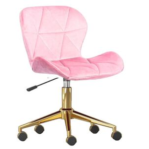 Silla Escritorio Mariposa Felpa Pedestal Dorado